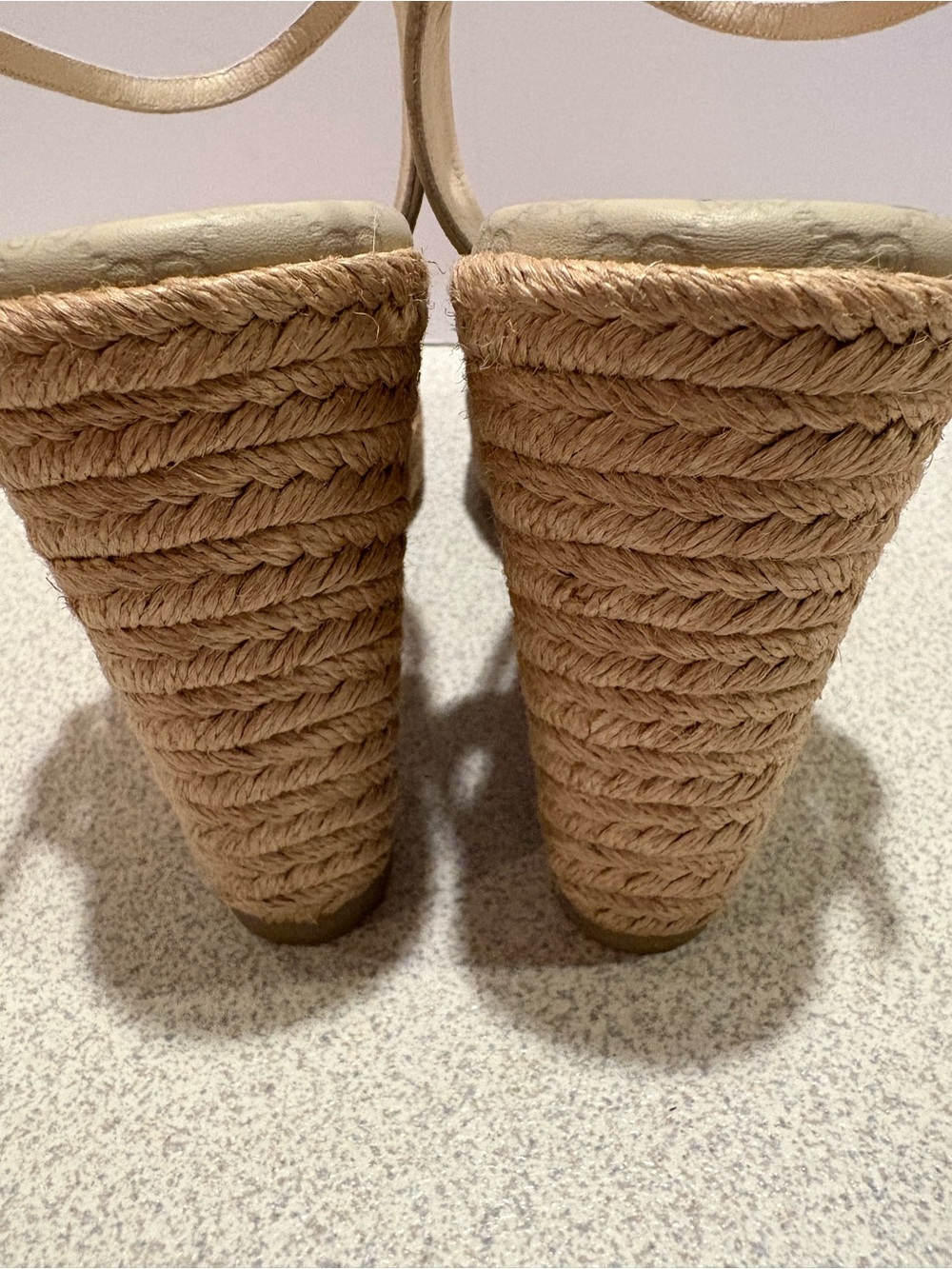 Gucci Beige GG Monogram Espadrille Wedge Sandals Penelope 41.5/11.5 New - Picture 7 of 16